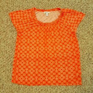 Orange & white printed cotton tee.